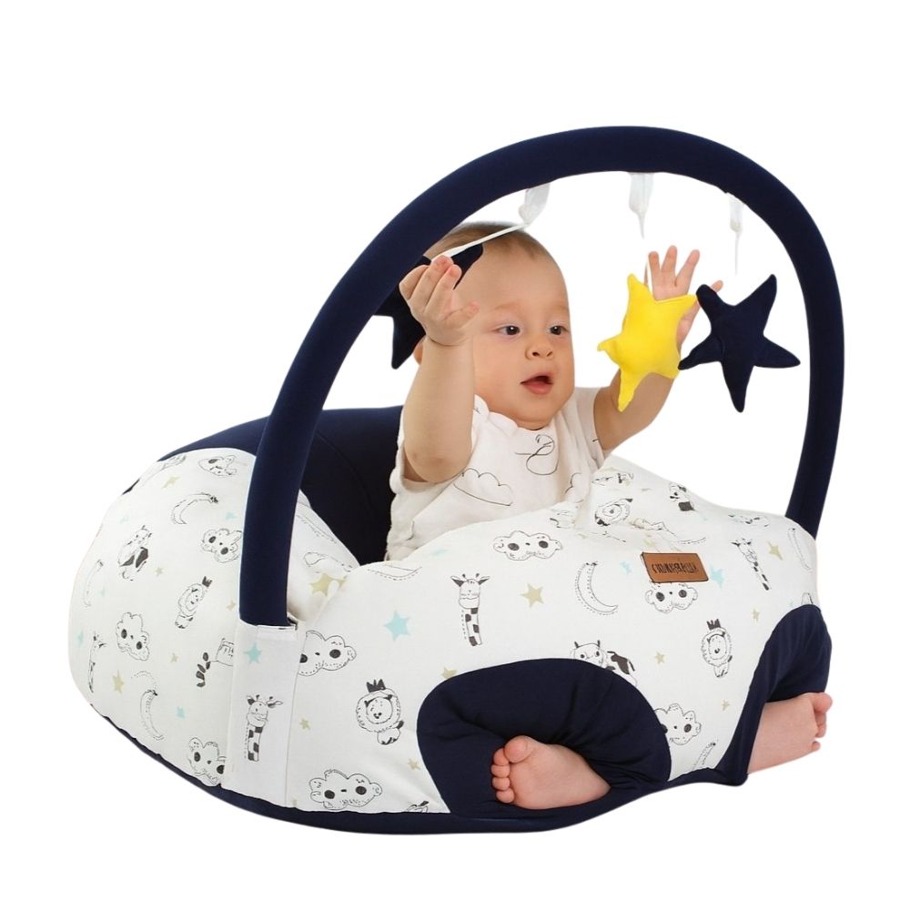 Puff de Descanso Bebé en Maternelle azul nubes soporte 360