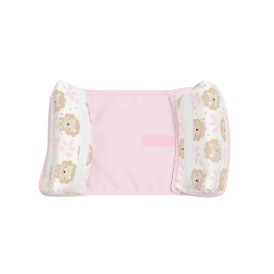 Posicionador maternelle con respiraderos Rosado Leoncitos, hipoalergénico y ergonómico, soporte a la espaldita del bebé