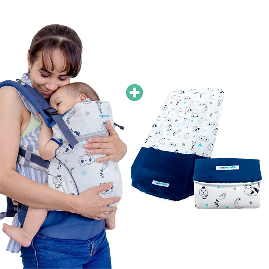 PACK SUPER PAPÁ - Mochila evolutiva 4 en 1 + Cambiador portátil azul nube