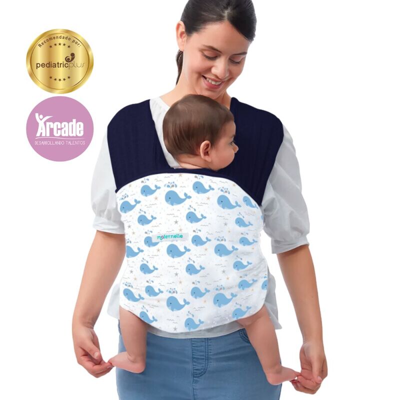 Fular Ergonómico maternelle Azul Ballenitas para bebé en los