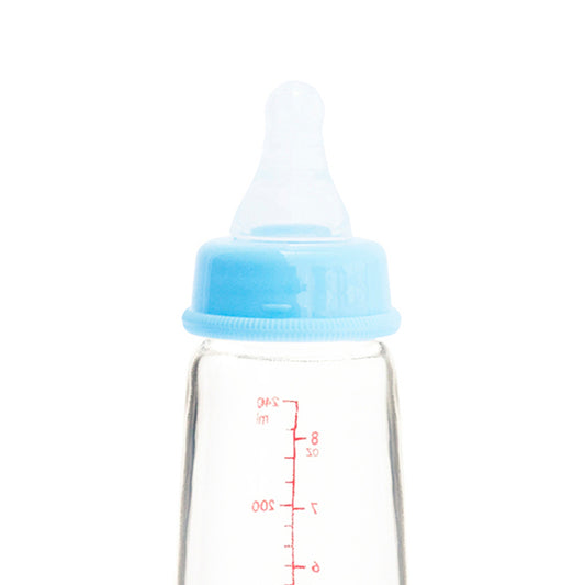 Biberón Peristáltico de vidrio Boca Standard 8oz/ 240 ml Rosca Celeste