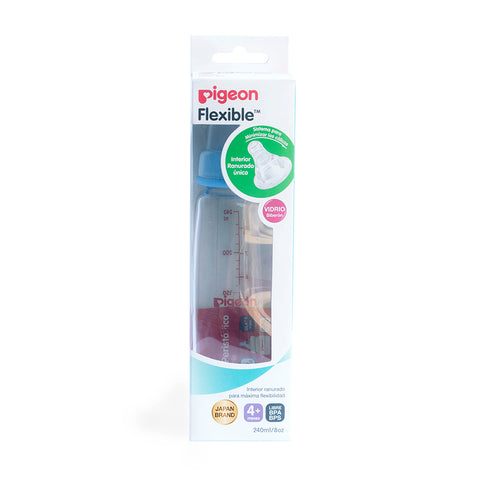 Biberón Peristáltico de vidrio Boca Standard 8oz/ 240 ml Rosca Celeste