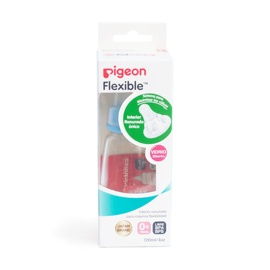 BIBERÓN PERISTÁLTICO DE VIDRIO 4 OZ ROSCA CELESTE - PIGEON