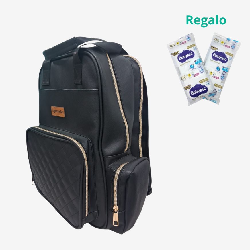 Mochila Pañalera Negra Maternelle 2 en 1 Convertible a cambiador portátil