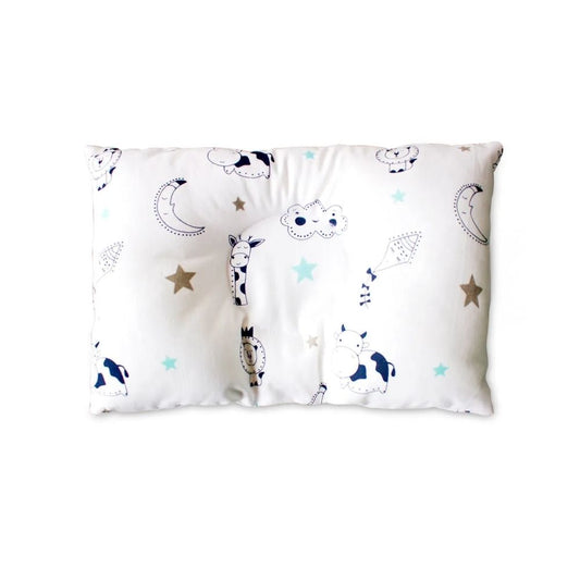 Almohadita Anticabeza Plana Hipoalergénica Maternelle - Modelo Azul Nubes - Seguridad y Confort