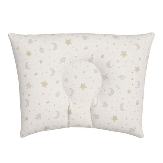 Almohadita Anticabeza Plana Hipoalergénica Maternelle - Modelo Luna Estrellas Beige - Seguridad y Confort