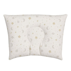 Almohadita Anticabeza Plana Hipoalergénica Maternelle - Modelo Luna Estrellas Beige - Seguridad y Confort