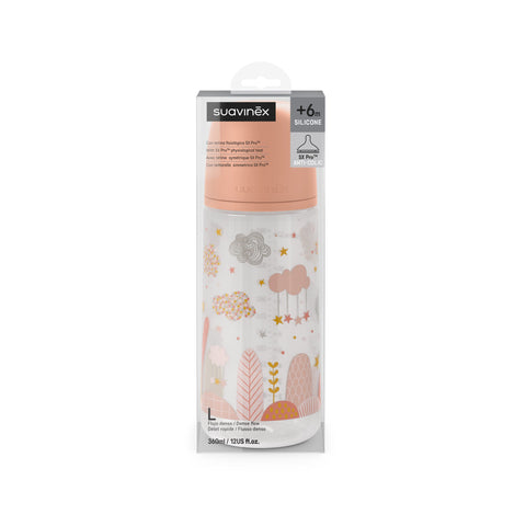 Biberón Anticólico Dreams Pink Flujo Denso (L) 360 ml – 12 onzas – Suavinex