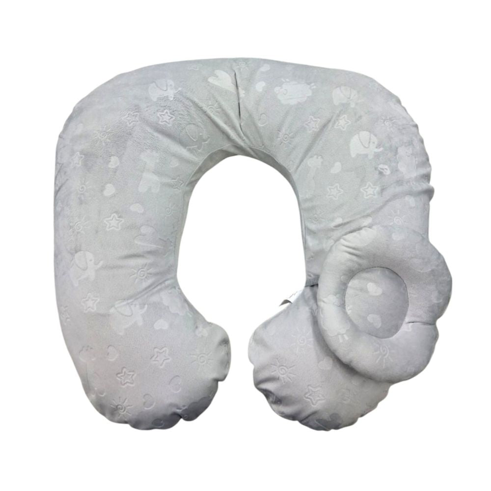 Almohada de lactancia y estimulación 5 en 1 Plush Plomo Zoo, soporte de espalda, cojin de lactancia