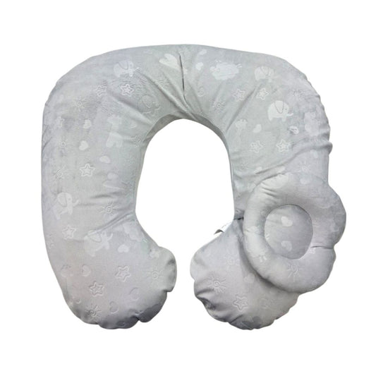 Almohada de lactancia y estimulación 5 en 1 Plush Plomo Zoo, soporte de espalda, cojin de lactancia