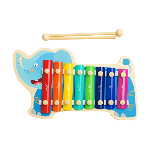 Xilófono de madera en forma de elefante
