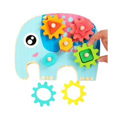 Juguete didáctico con engranajes de madera