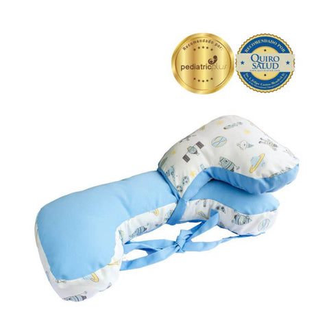 Doble Almohada de Lactancia Multifuncional Maternelle - Modelo Celeste Espacial - Soporte Durante la Lactancia y Estimulación