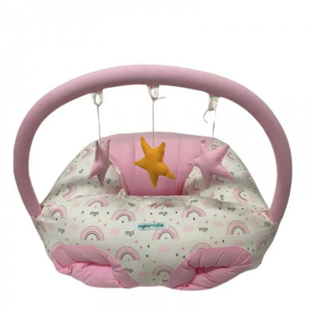 Puff de Descanso Bebé 2 en 1 Maternelle rosado arcoiris - soporte 360