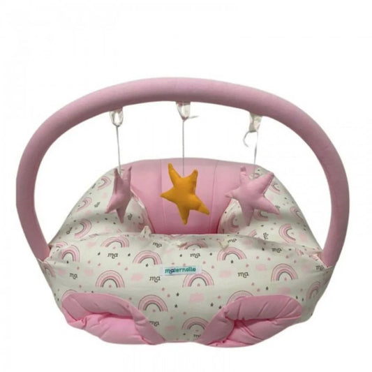 Puff de Descanso Bebé 2 en 1 Maternelle rosado arcoiris - soporte 360