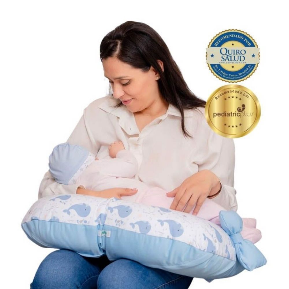 Almohada de Lactancia y Estimulación 5 en 1 maternelle Celeste Ballena