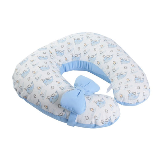 Almohada de Lactancia y Estimulación 5 en 1 maternelle Celeste Pinguino, colecho, soporte de espalda, cojín de lactancia
