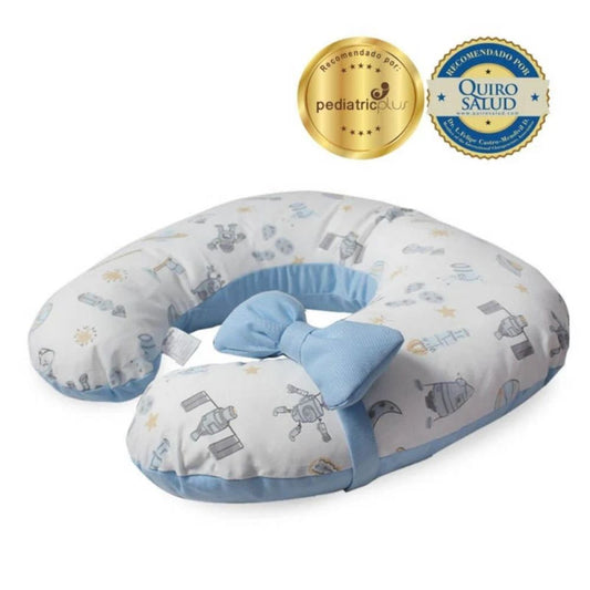 Almohada de Lactancia y Estimulación 5 en 1 maternelle Celeste espacial , colecho, soporte de espalda, cojín de lactancia