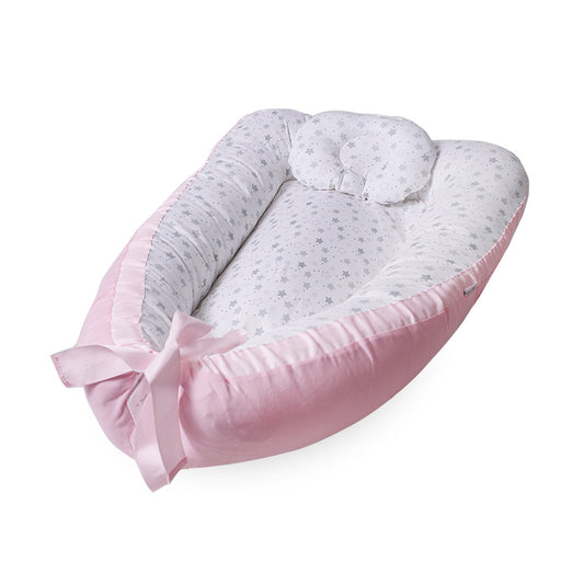 Cuna Colecho Grande Maternelle Rosado Estrellas, versátil, lactancia, reversible
