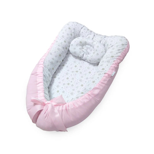 Cuna Colecho Grande Maternelle Rosado Estrellas, versátil, lactancia, reversible