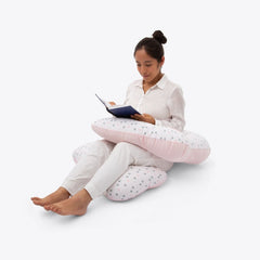 Cojín Multifuncional maternelle  Rosado Estrellas plomas, para embarazadas, soporte lumbar, comodidad del bebé, almohada de lactancia