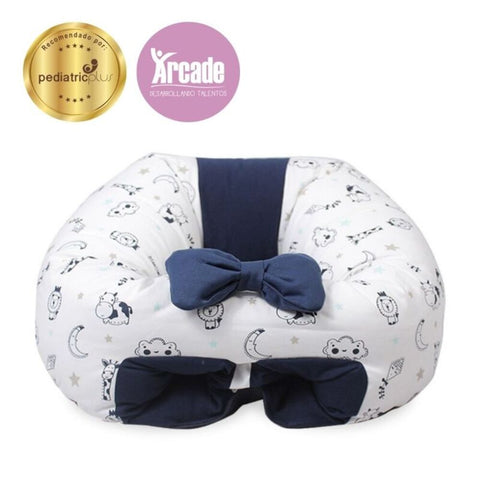 Puff de Descanso Bebé Azul nubes, soporte 360, desmontable, hipoalergénico