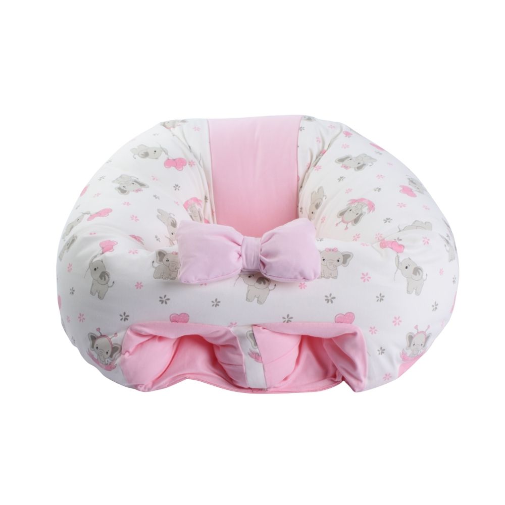 Puff de Descanso Bebé Rosado elefante, soporte 360, desmontable, hipoalergénico