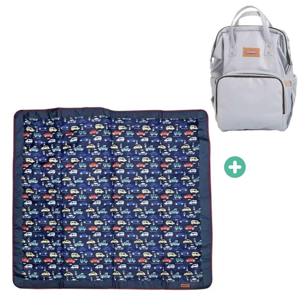 PACK PAPÁ AVENTURERO - Mochila pañalera + Alfombra para juegos