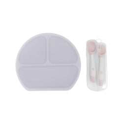 Set de Alimentación de Silicona – Plato con tapa + Cubiertos con estuche