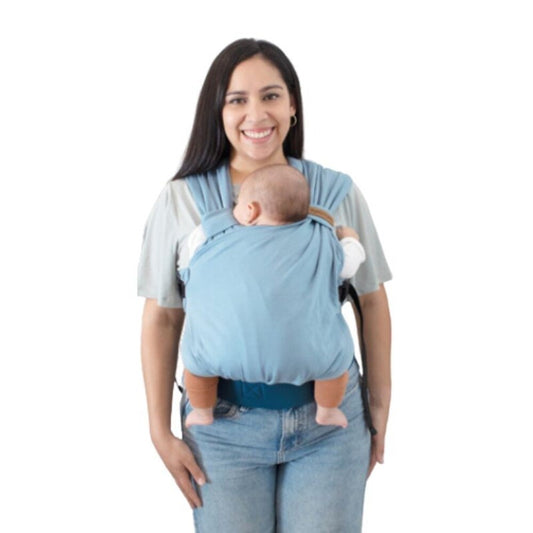 Mochila Fular Ergonomica Evolutiva maternelle Azul Apego, canguro, cojin de lactancia