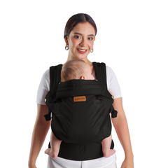 Mochila ergonómica Premium Maternelle black, fresco y resistente, soporte cervical, canguro, portabebé