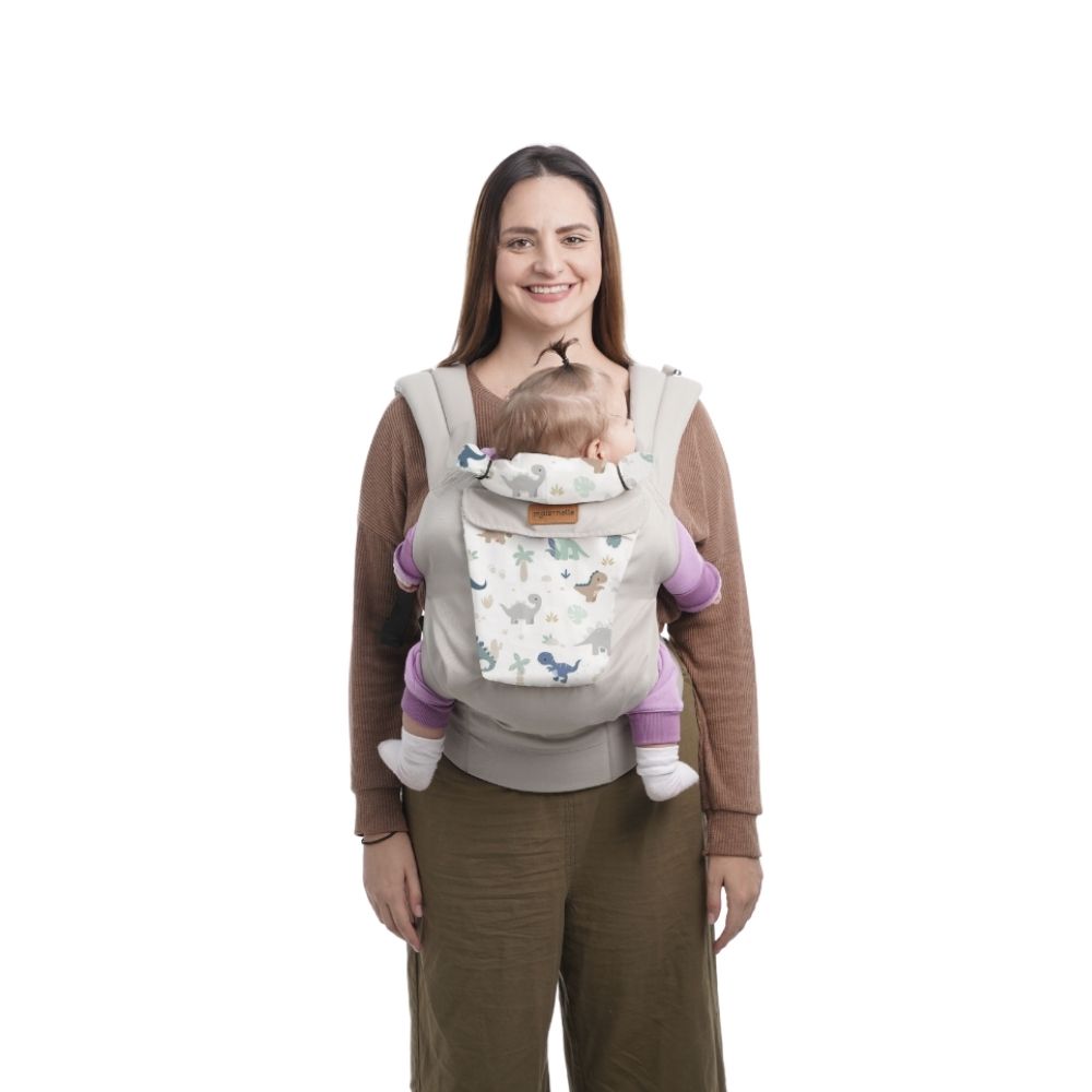 Mochila Portabebé Ergonómica 4 en 1 Maternelle - Modelo Plomo Dinosaurio- Adaptable y Confortable