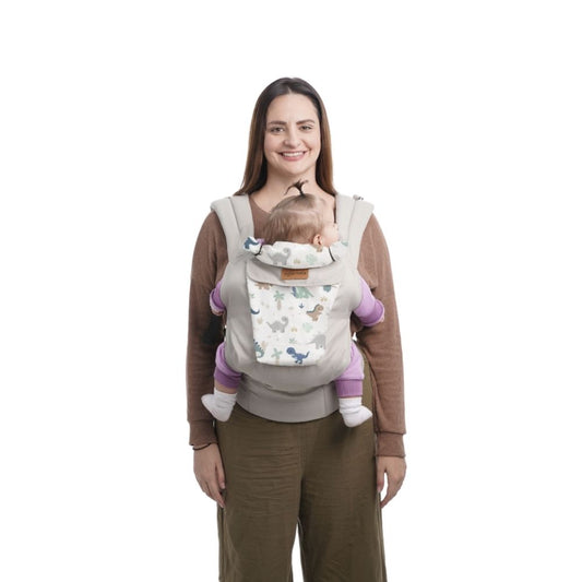 Mochila Portabebé Ergonómica 4 en 1 Maternelle - Modelo Plomo Dinosaurio- Adaptable y Confortable