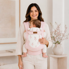 Mochila Portabebé Ergonómica 4 en 1 Maternelle - Modelo Rosado Conejitas Bailarinas - Adaptable y Confortable