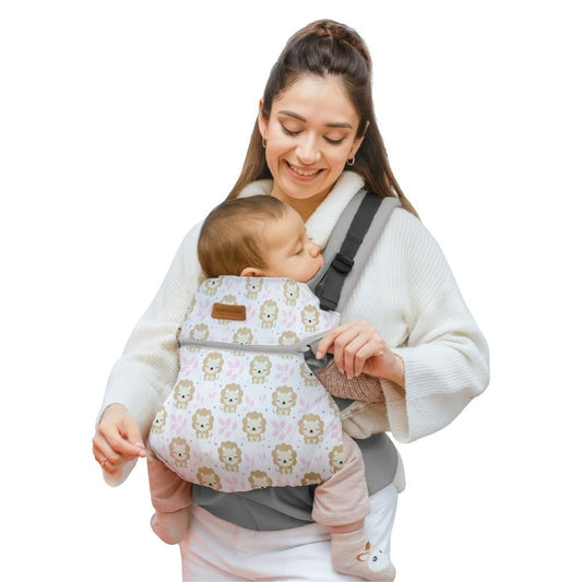 Mochila Ergonómica Evolutiva 4 en 1 maternelle Plomo Leoncitos, canguro, portabebé