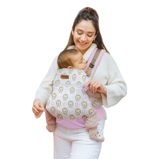 Mochila Ergonómica Evolutiva 4 en 1 maternelle Rosado bebé Leoncitos, canguro, portabebé