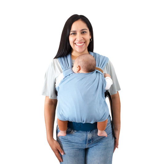 Mochila Fular Ergonomica Evolutiva maternelle Azul Apego, canguro, cojin de lactancia
