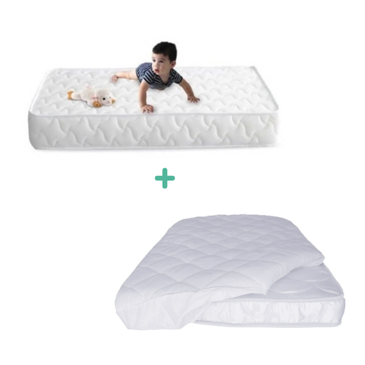 Pack de colchón + protector impermeable cama cuna