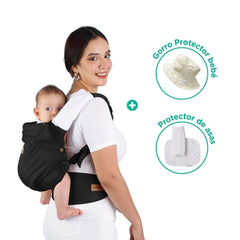 PACK DE PORTEO PREMIUM (MOCHILA ERGONOMICA PREMIUM + GORRO PROTECTOR DE BEBÉ + PROTECTOR DE ASAS)
