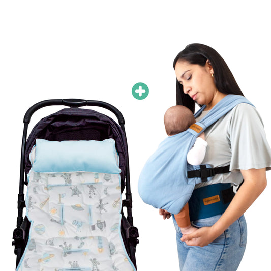 PACK DÚO PRÁCTICO (COLCHONETA PARA COCHE + MOCHILA FULAR ERGONOMICA)