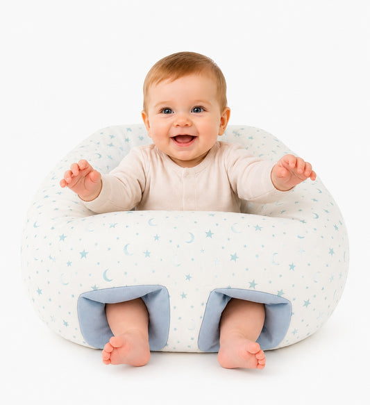 Puff de Descanso Bebé Celeste Luna Estrella, soporte 360, desmontable, hipoalergénico