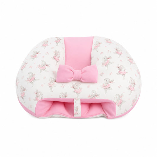 Puff de Descanso Bebé Rosado Conejitas Bailarinas, soporte 360, desmontable, hipoalergénico