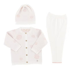 Set Flor bordado para bebé color perla | BabyBerry