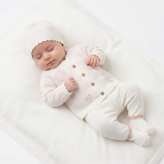 Set Flor bordado para bebé color perla | BabyBerry