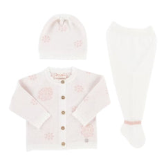 Set Flor bordado para bebé color perla | BabyBerry