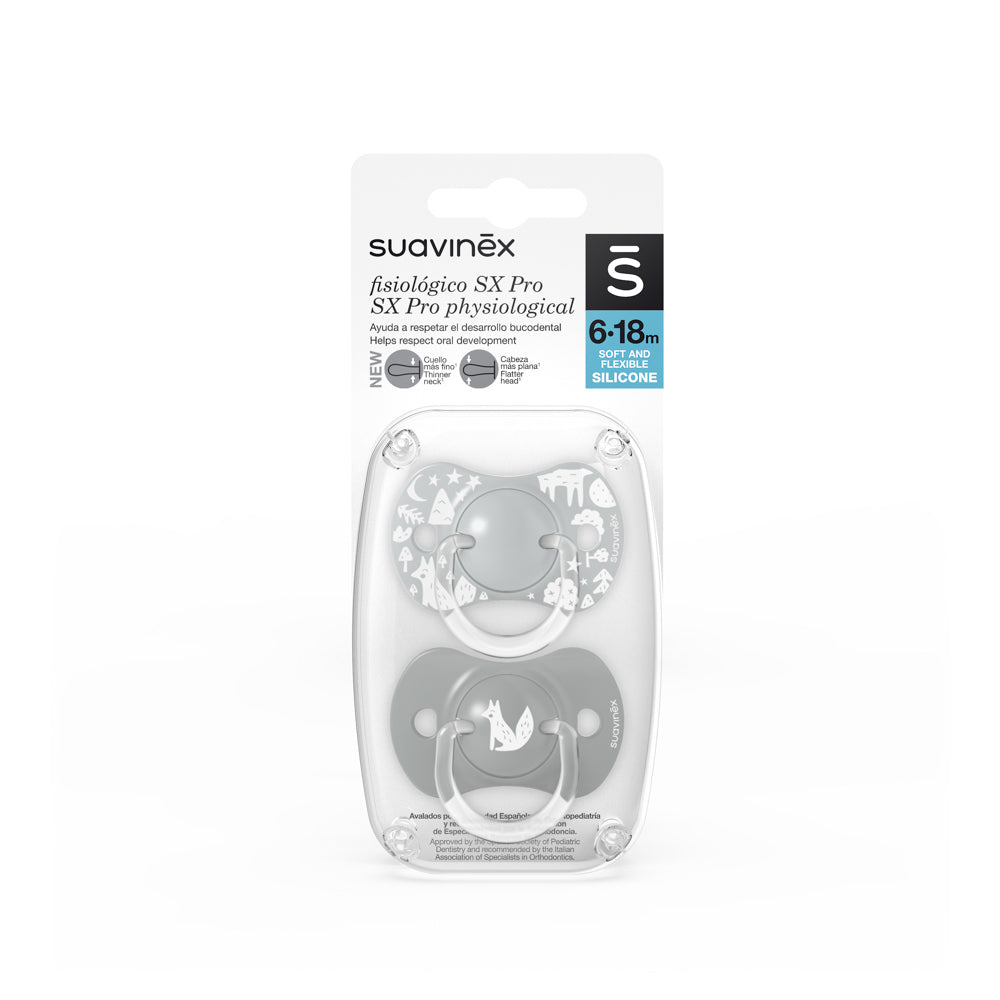 Chupón con tetina fisiológica SX PRO - Fox 6-18m x 2 unidades - Suavinex