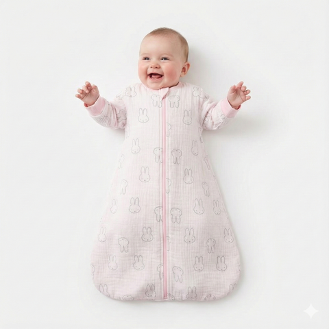 Saquito de dormir Breeze 2 en 1 Rosado Conejo de Muselina | Maternelle