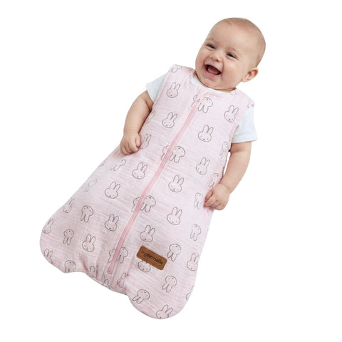 Saquito de dormir Breeze 2 en 1 Rosado Conejo de Muselina | Maternelle