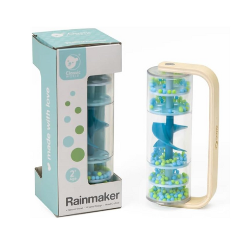 Rainmaker de Classic World - Juguete para bebés Rainmaker - Juguetes sensoriales para bebés - Juguete con instrumento auditivo - Juguetes para bebés de 2 años en adelante - Ideal para rellenar medias navideñas, azul
