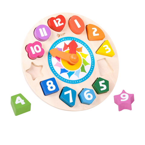 Classic World Tic-tac - Reloj de clasificación de forma de madera, 12 números, para niños pequeños, educación temprana